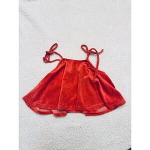 Current Mood Skirt Women's Small Coral Orange Pink Velvet Side Ties